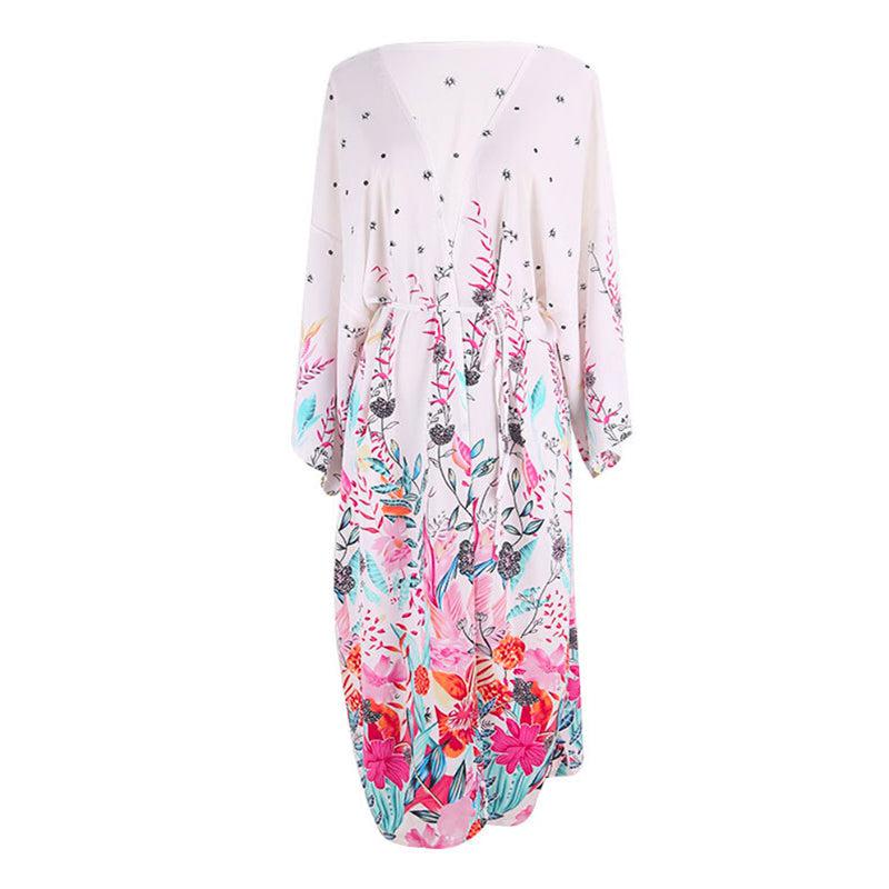 Kimono Long Blanc Fleuri – Image 6